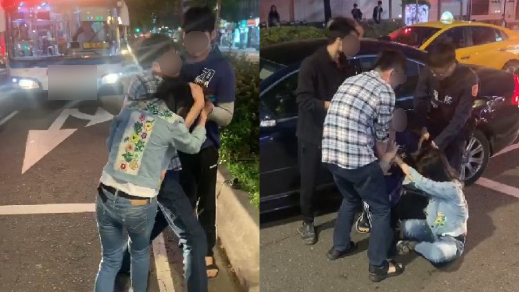 警方到現場周男也不願放手。(圖/翻攝自爆廢1公社)