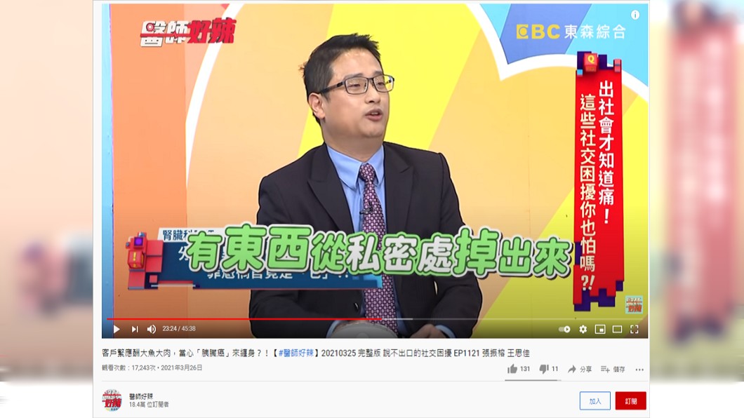 陳俊宇表示,經超音波檢查發現,阿嬤的子宮整個往下掉。(圖/翻攝自《醫師好辣》YouTube頻道)