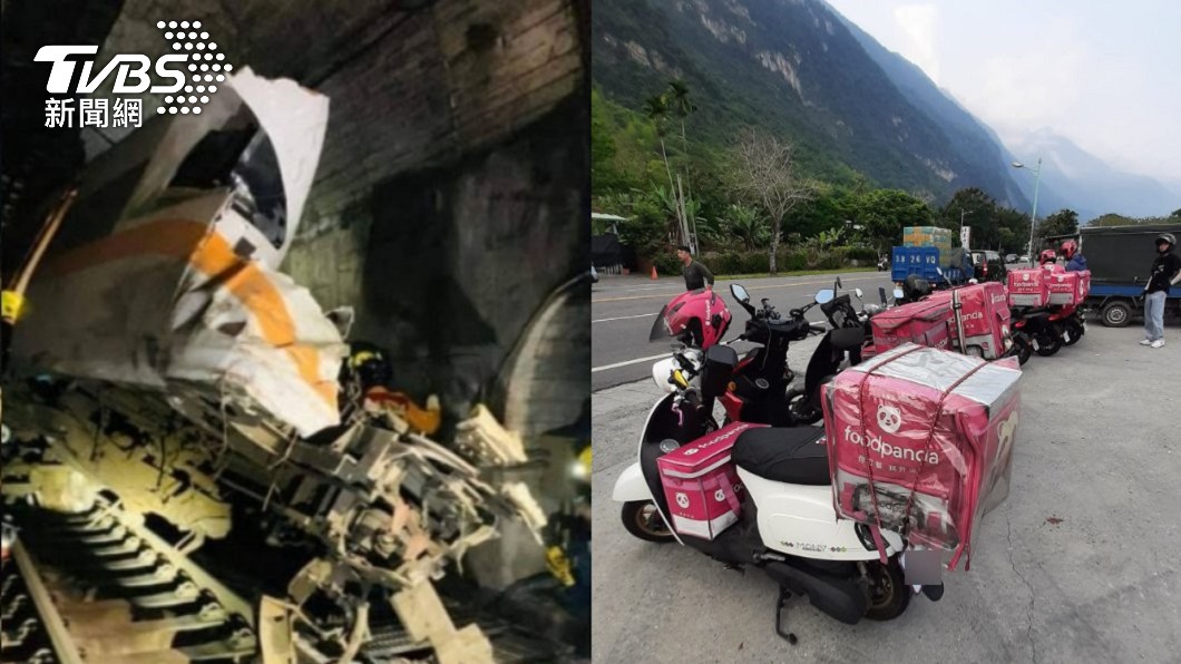 台鐵408車次太魯閣號發生出軌意外。（圖／TVBS、翻攝自外送員的奇聞怪事Facebook）