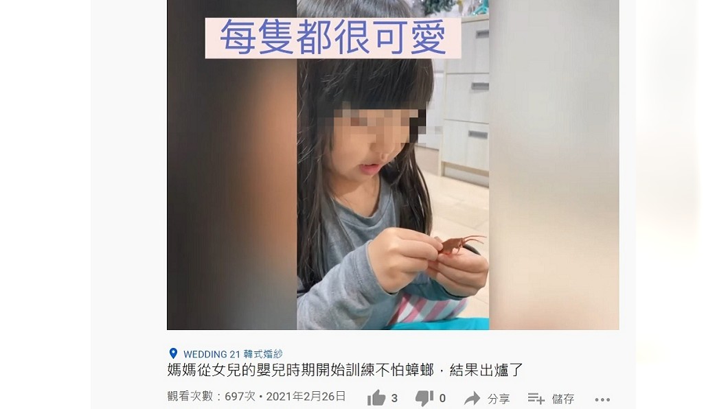 佩佩女兒如今三歲了,還是把蟑螂玩具當成寶貝。(圖/翻攝自蔡佩佩YouTube頻道)