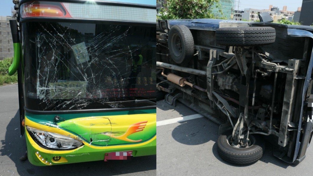 自小客車路口擦撞遊覽車翻了！警調電眼釐清「誰闖紅燈」