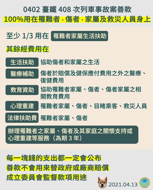 衛福部在臉書公告善款用途(圖/翻攝自衛福部臉書)