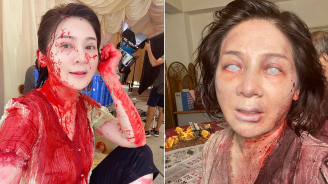 王彩樺公開特效妝自拍。（合成圖／翻攝自王彩樺-台灣濱崎步臉書）
