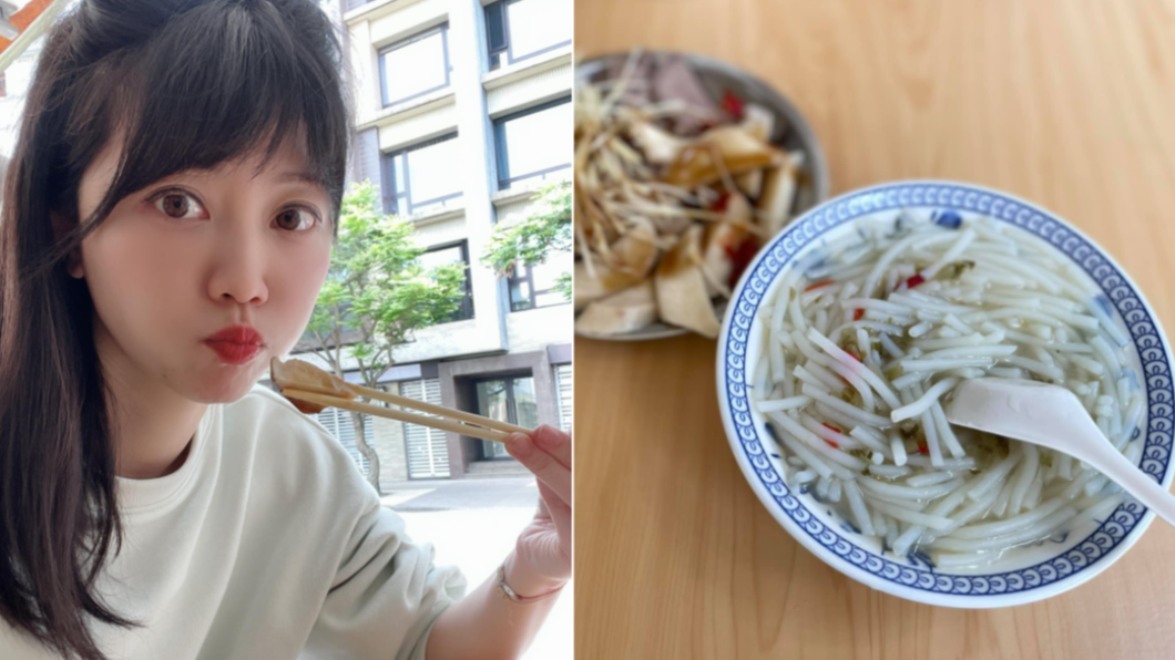 高嘉瑜分享自己在路旁吃米粉湯。(合成圖/翻攝自高嘉瑜臉書)