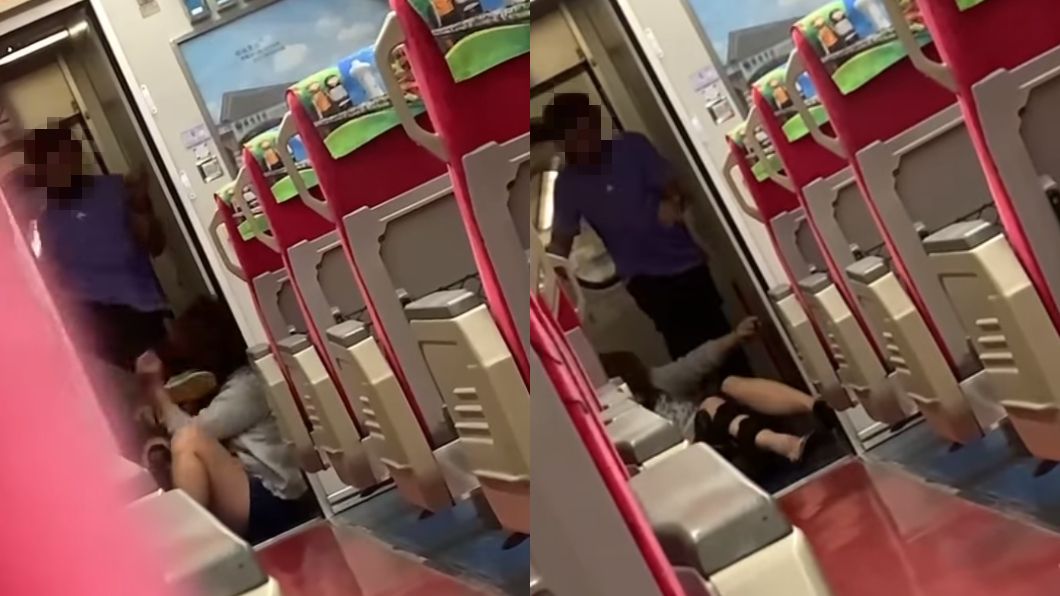 女子似乎想爬回車廂。(圖/翻攝自花蓮爆料公社)