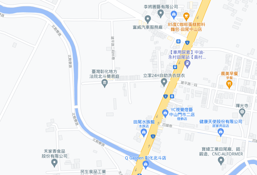 今晚將由田尾85度C往南。(圖/翻攝自Google Maps)