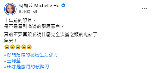 何如芸有感而發。(圖/翻攝自何如芸 Michelle Ho Facebook)