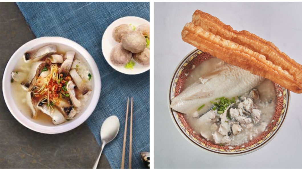 排名第九的永通虱目魚粥(左)及第八的阿憨鹹粥(右)。(展哥虱目魚粥永通二店臉書、阿憨鹹粥官網)