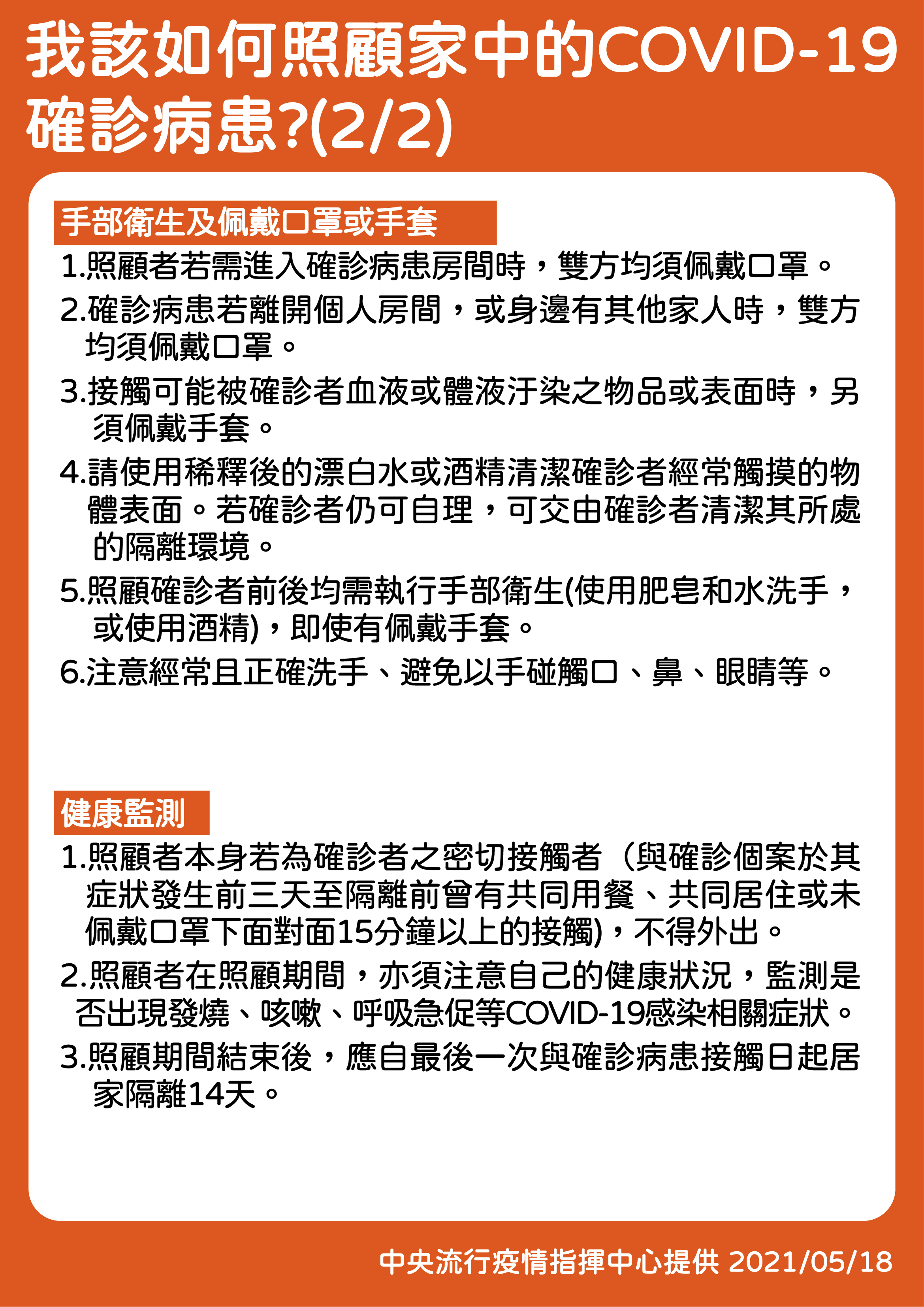 我該如何照顧家中的新冠肺炎確診病患?(2/2)(圖/中央流行疫情指揮中心)