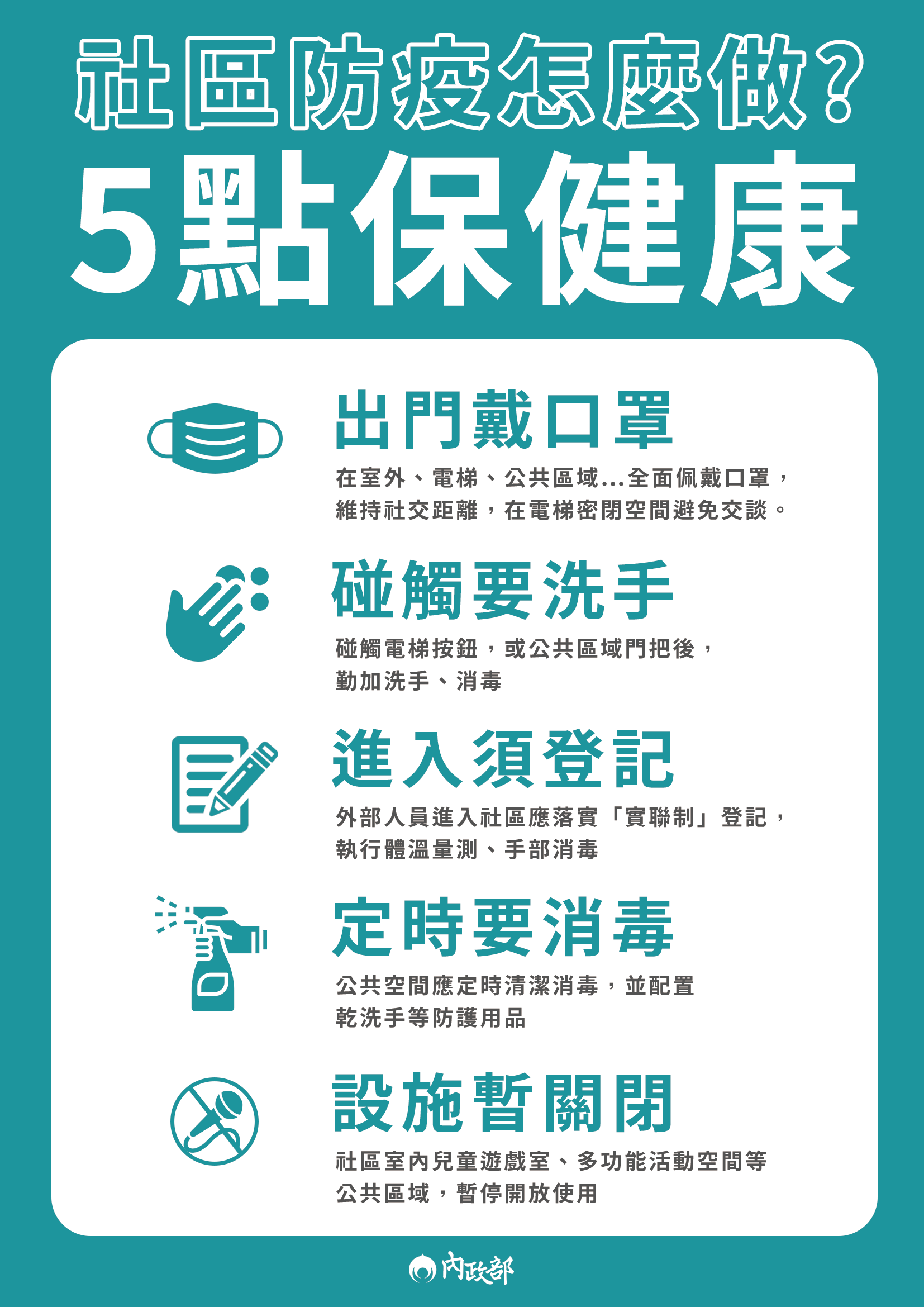 內政部提醒民眾做好防疫。(圖/內政部提供)