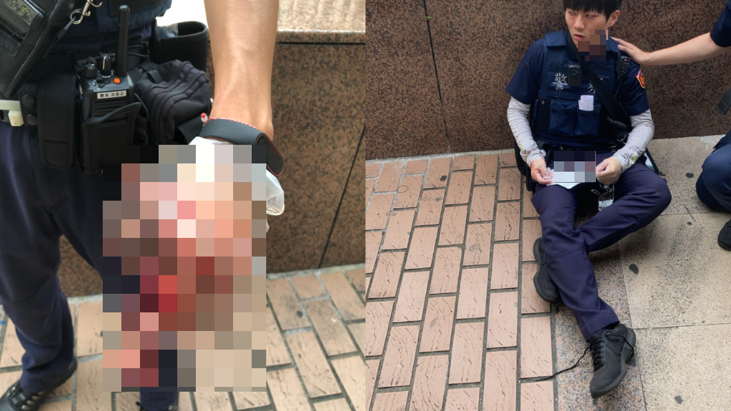 北車閒晃未戴口罩!男不服勸導 亮刀砍2警害脖濺血送醫
