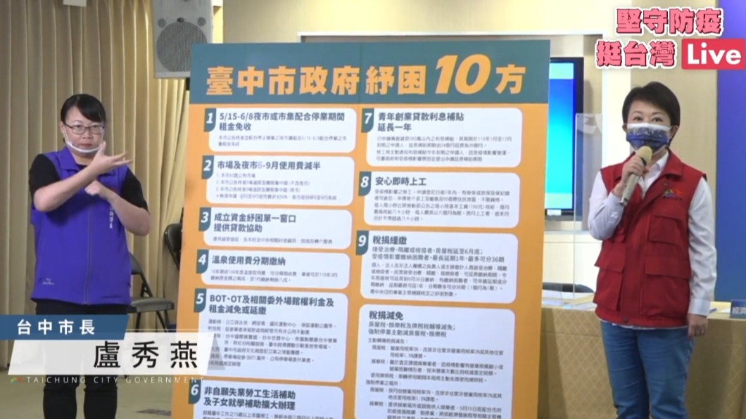 盧秀燕公布紓困10方細則。(圖/翻攝自盧秀燕臉書)