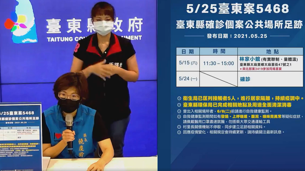 台東縣長饒慶鈴公布縣內2名確診者的足跡史。(圖/翻攝自饒慶鈴臉書)