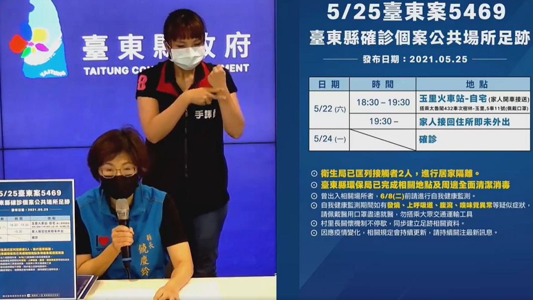 台東縣長饒慶鈴公布縣內2名確診者的足跡史。(圖/翻攝自饒慶鈴臉書)