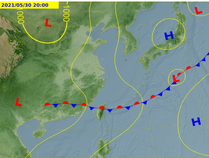 台灣今受滯留鋒影響,仍會有降雨。(圖/中央氣象局)
