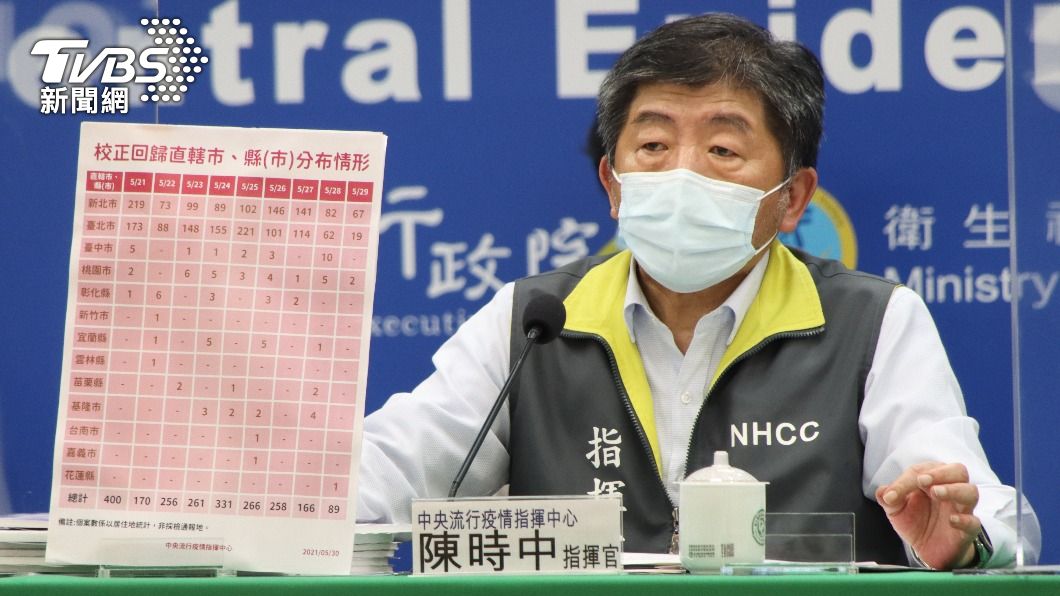 指揮中心指揮官陳時中表示,覺得疫苗接種書沒有必要特別改,才會把文字留在上面。(圖/指揮中心提供)