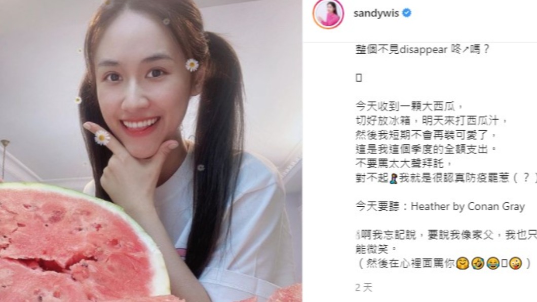 吳姍儒分享防疫生活。(圖/翻攝自吳珊儒IG)