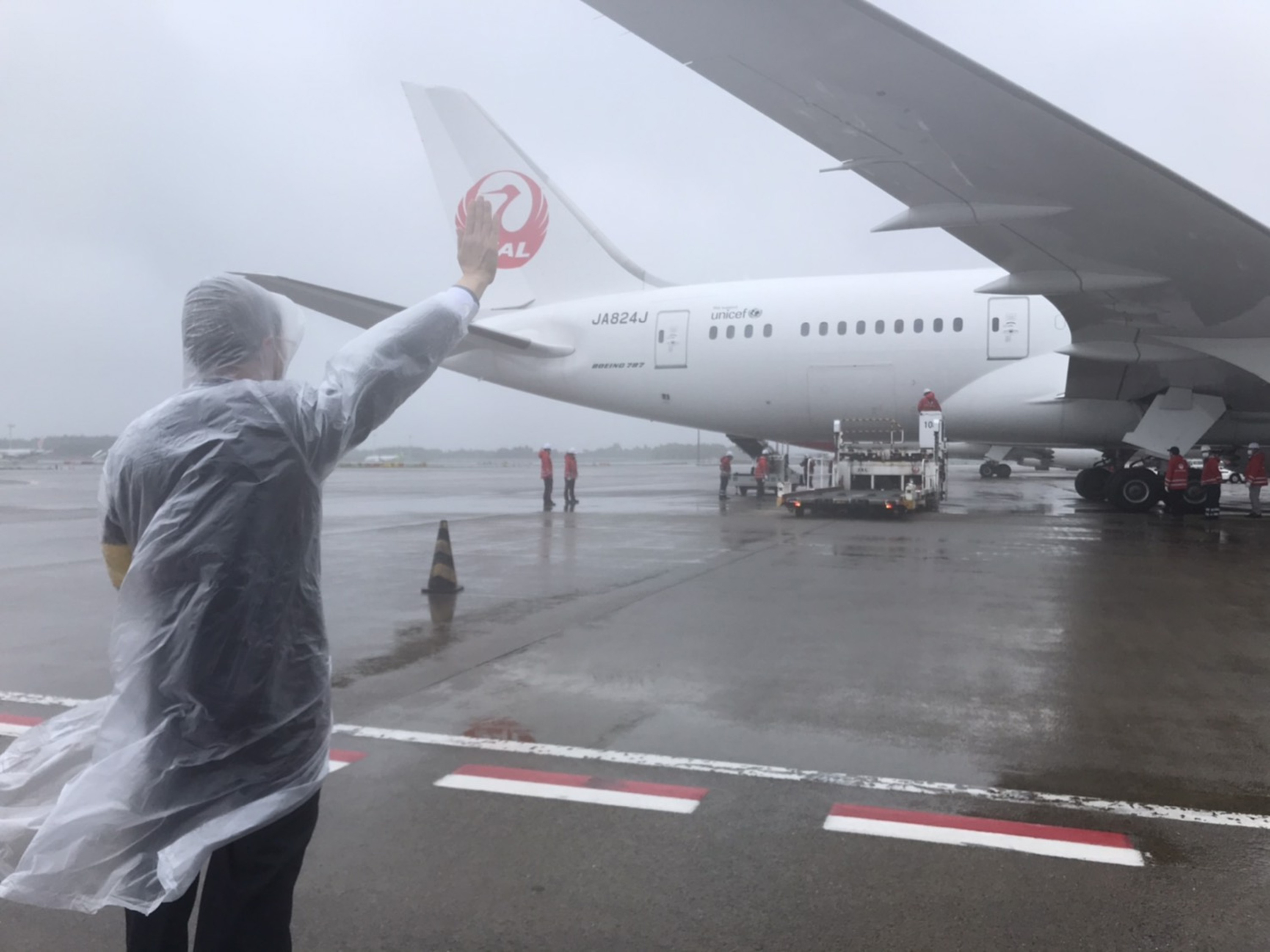 日本航空運送疫苗的班機已經起飛。（圖／翻攝謝長廷臉書）