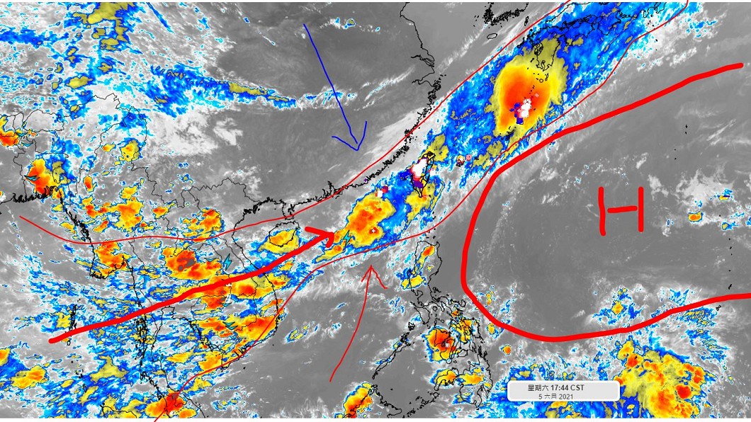雨量不亞於颱風!5千公里長鋒面「橫襲台灣」雨彈時間曝