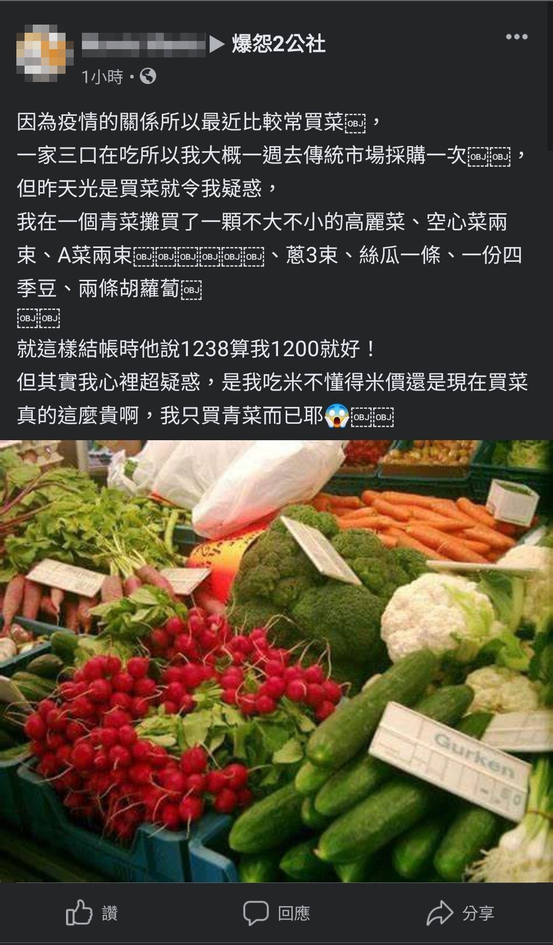 民眾疑惑現在的菜價貴的誇張。(圖/翻攝自「爆怨2公社」)