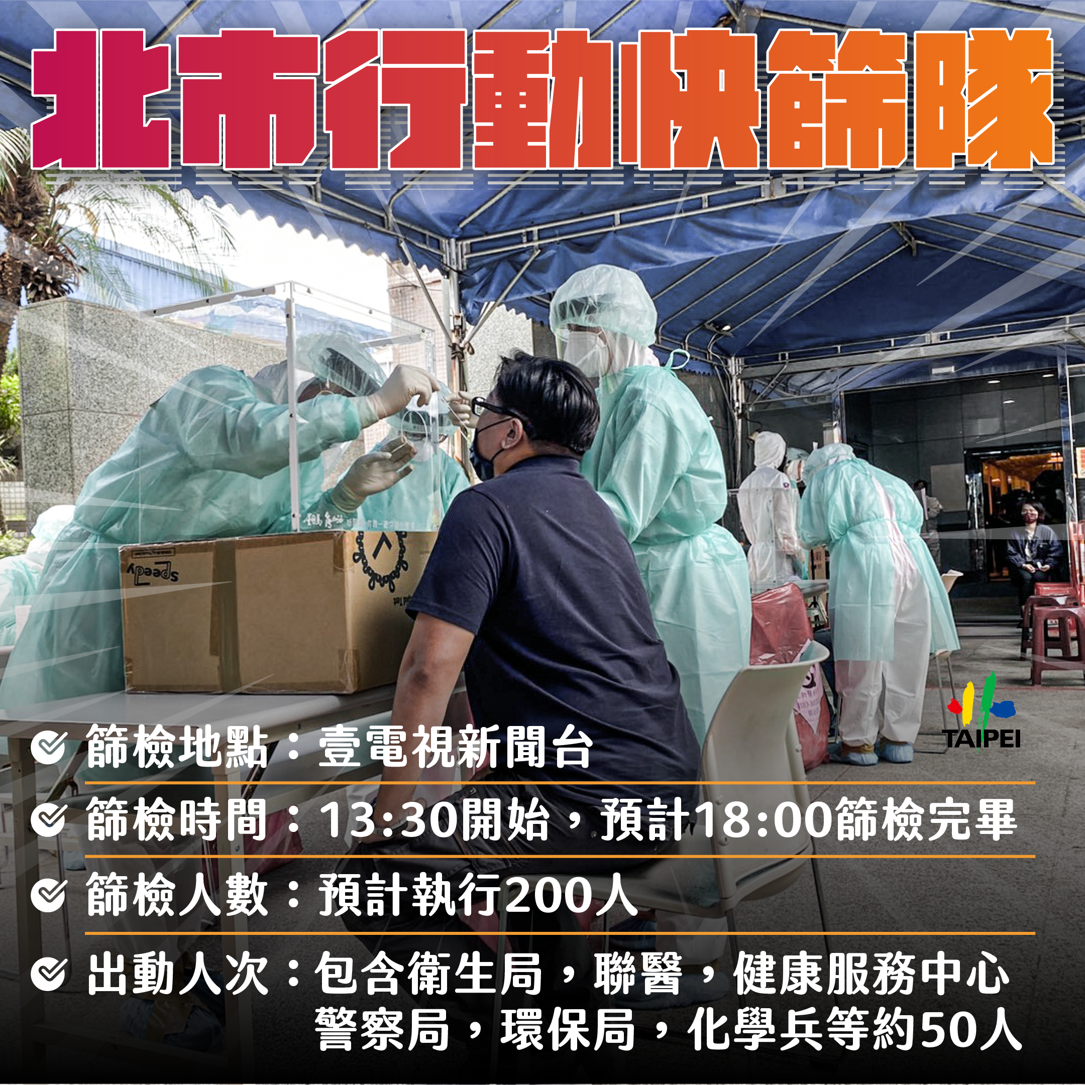北市行動快篩隊。(圖/台北市政府)
