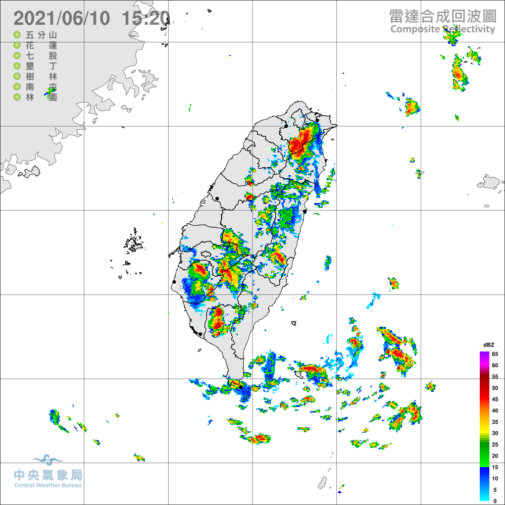 雷達合成回波圖。（圖／翻攝自報天氣 - 中央氣象局臉書）