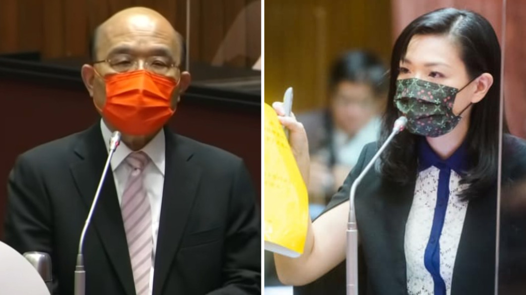 行政院長蘇貞昌與民眾黨立委高虹安。（圖／翻攝自高虹安臉書、TVBS）