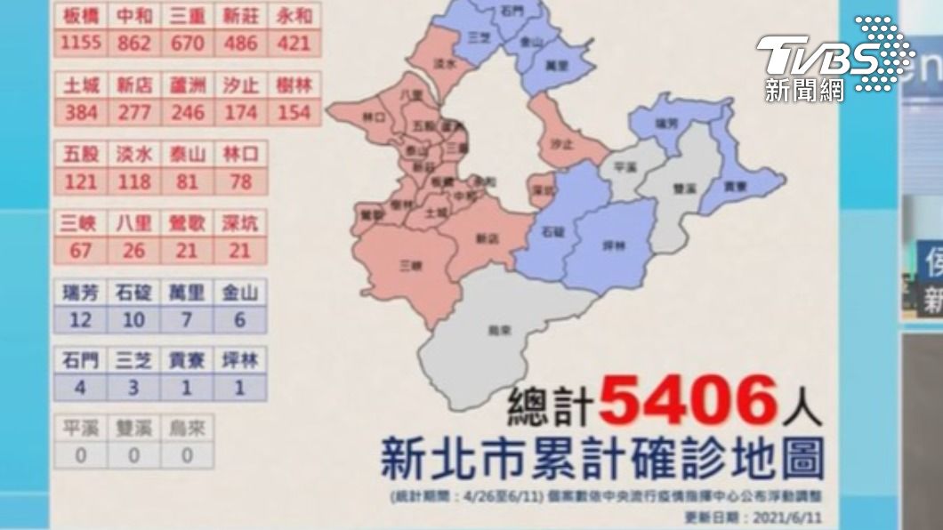 新北市確診地圖。(圖/TVBS)