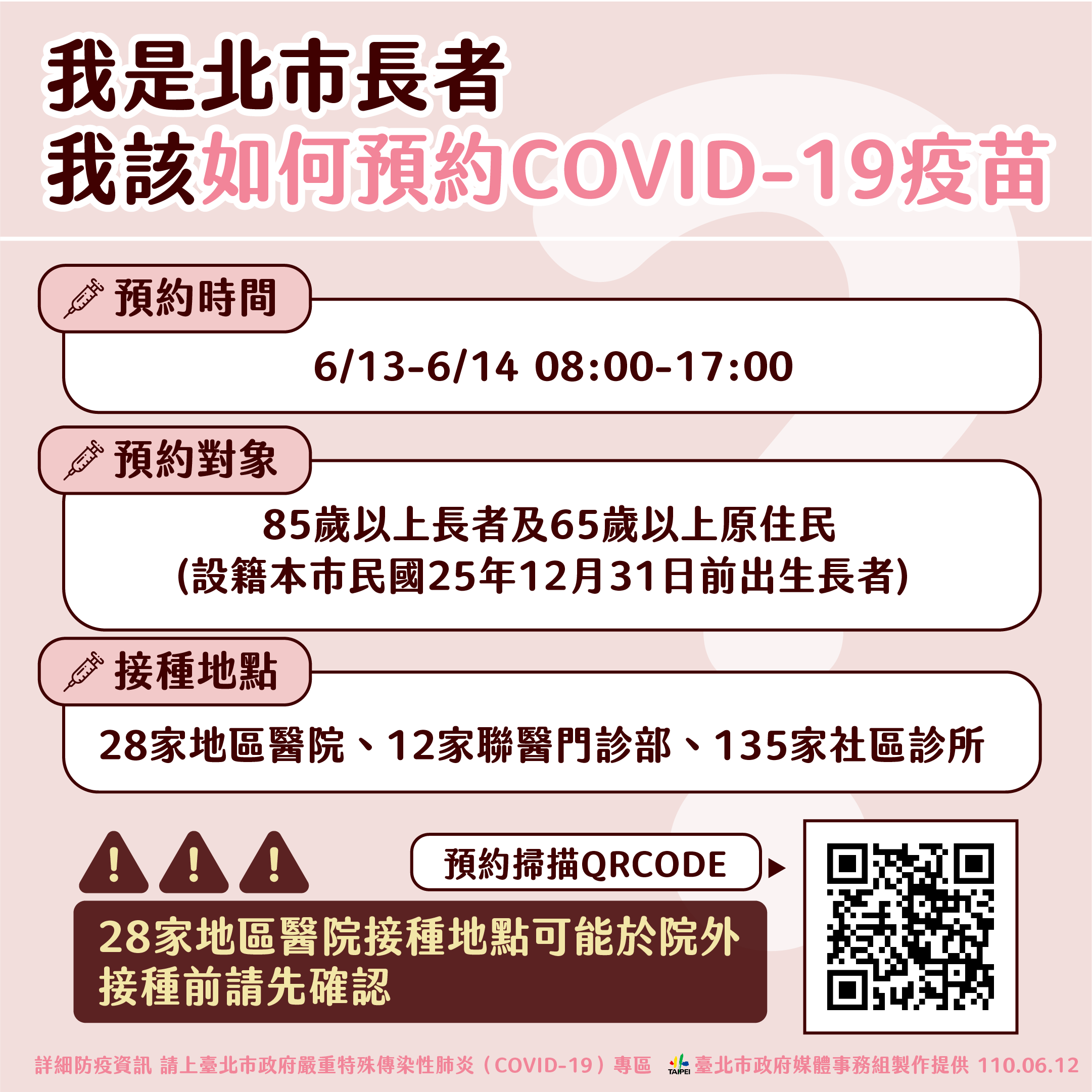 我是北市長者,我該如何預約新冠肺炎疫苗。(圖/台北市政府)