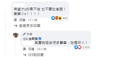 小S為大S發聲。(圖/翻攝自小S臉書)