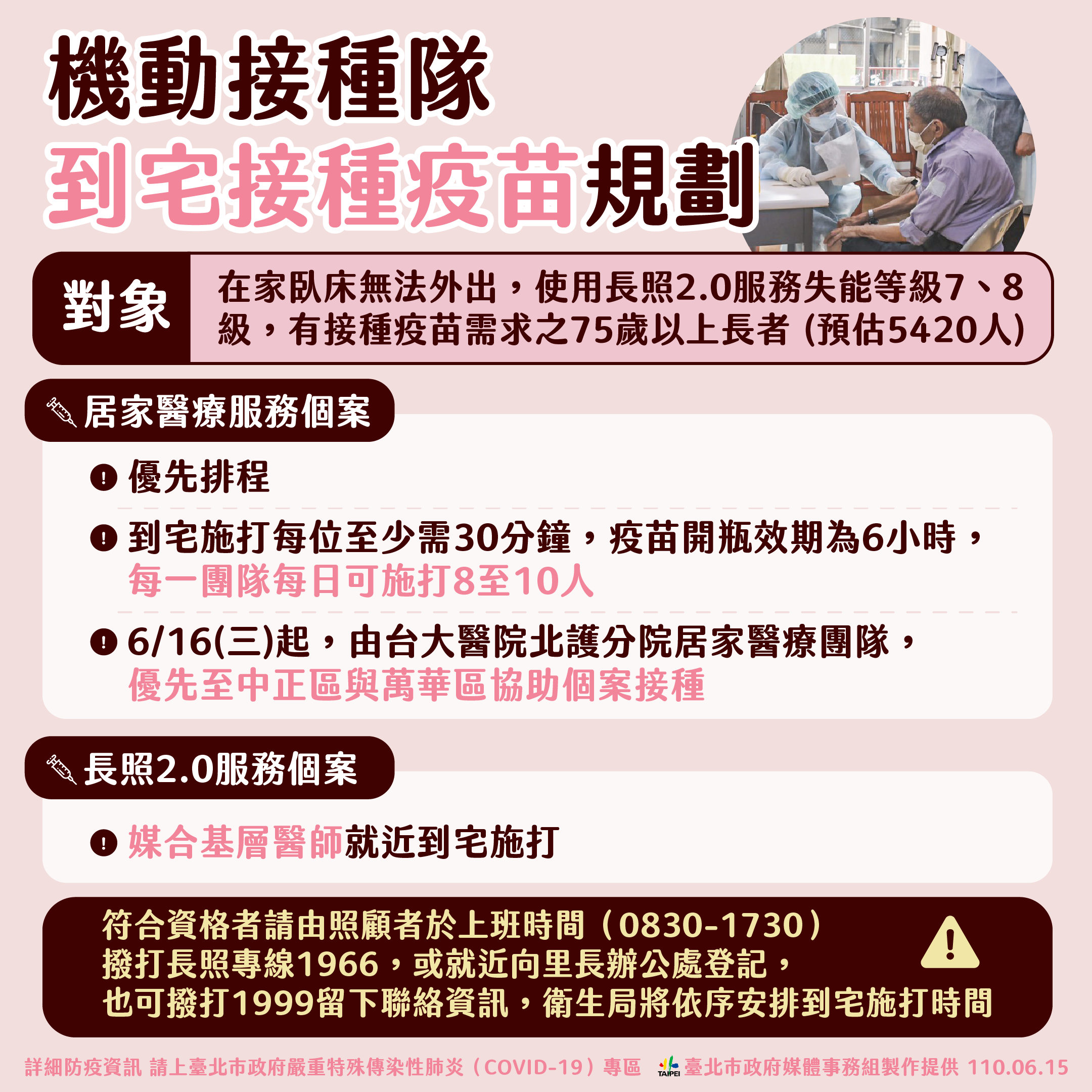 機動接種隊,到宅接種疫苗規劃。(圖/台北市政府)