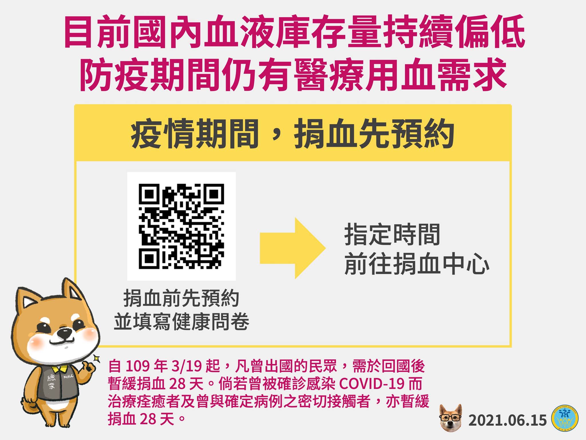 衛福部呼籲民眾踴躍捐血。(圖/翻攝自衛福部臉書)