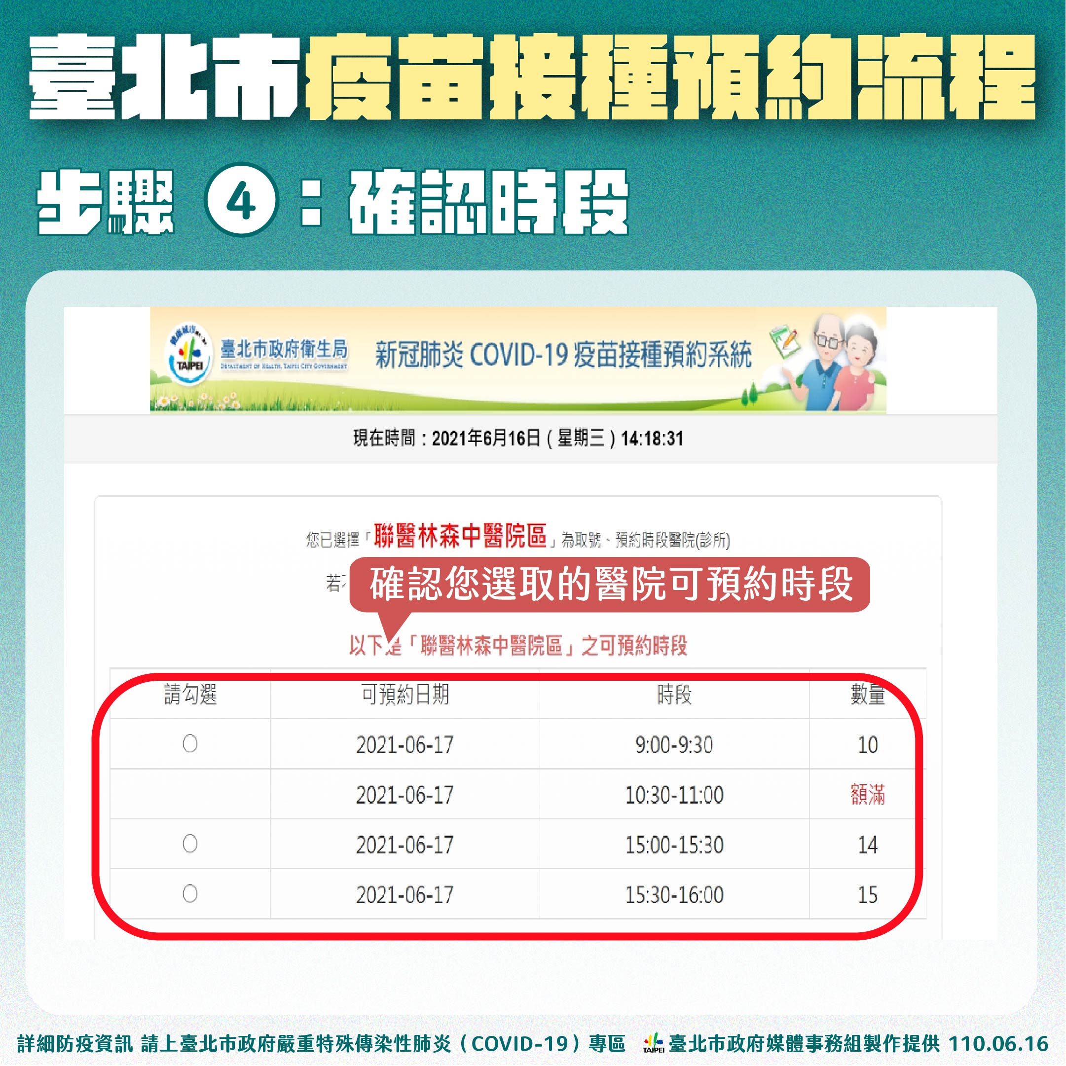 台北市疫苗接種預約流程步驟四。(圖/台北市政府)