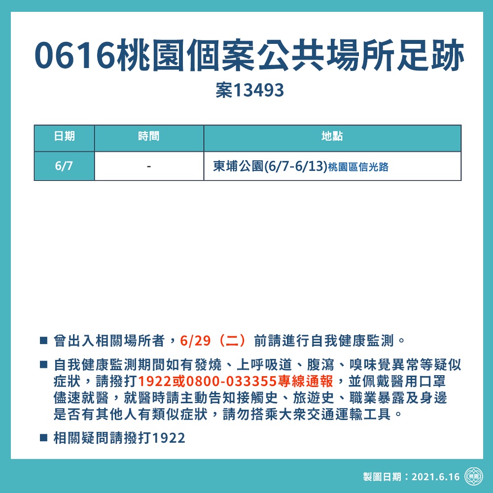 6月16日桃園市個案公共場所足跡。(圖/桃園市政府提供)