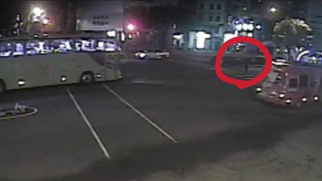 女子沿斑馬線要橫跨台灣大道二段到對向,稍後卻往內側車道走。(圖/警方提供)