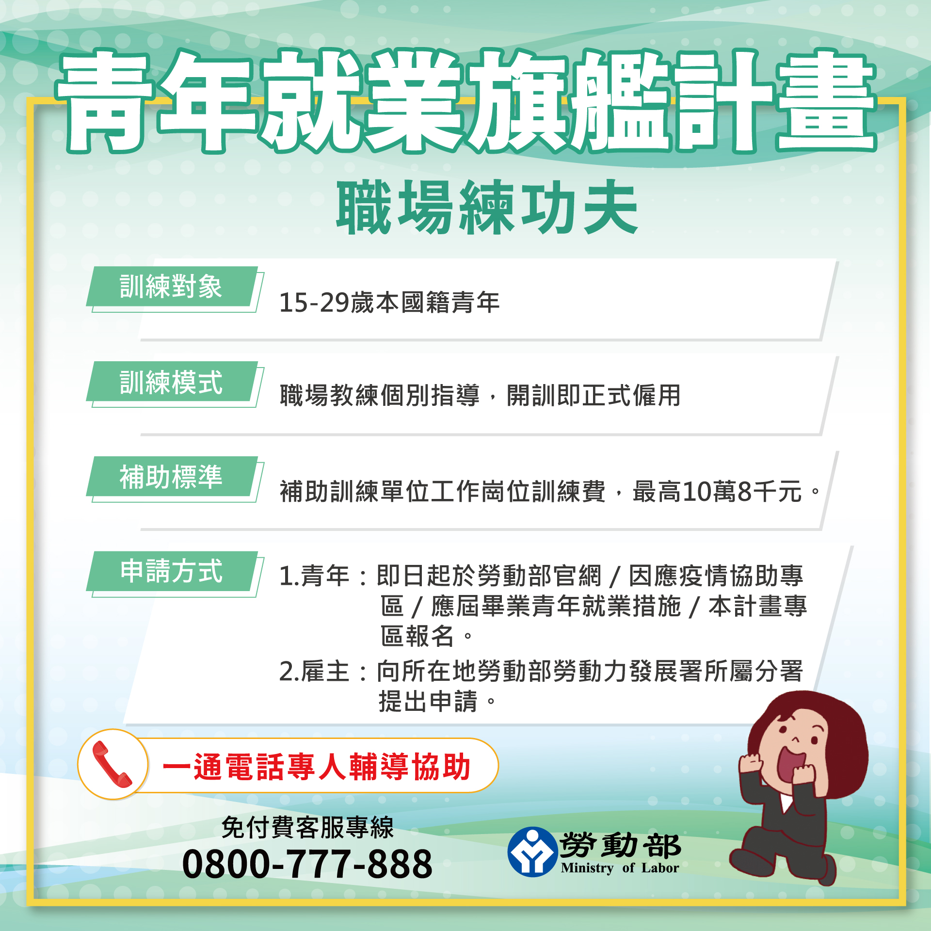 青年就業旗艦計畫。(圖/勞動部提供)