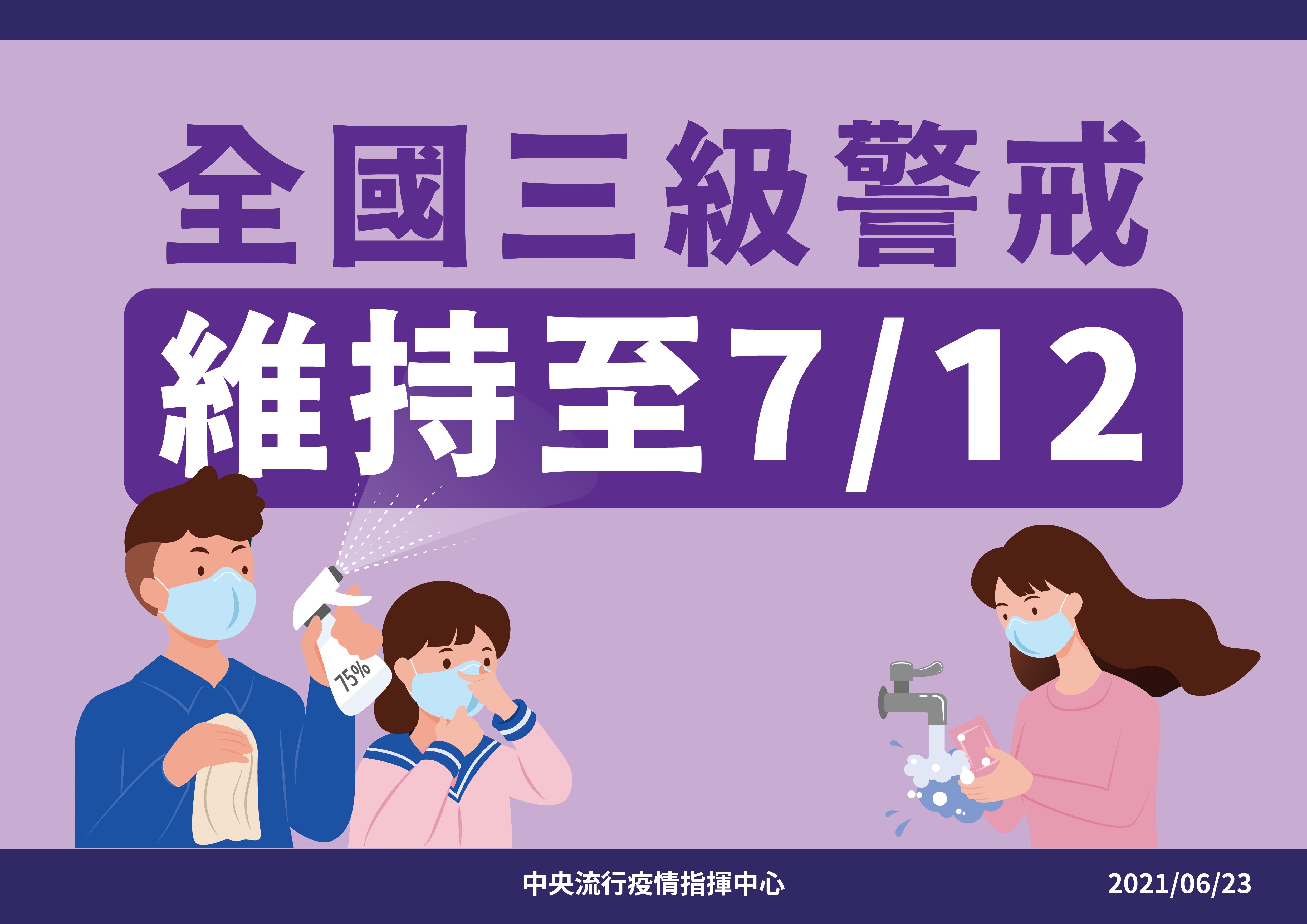 全國三級警戒維持至7月12日。(圖/中央流行疫情指揮中心)