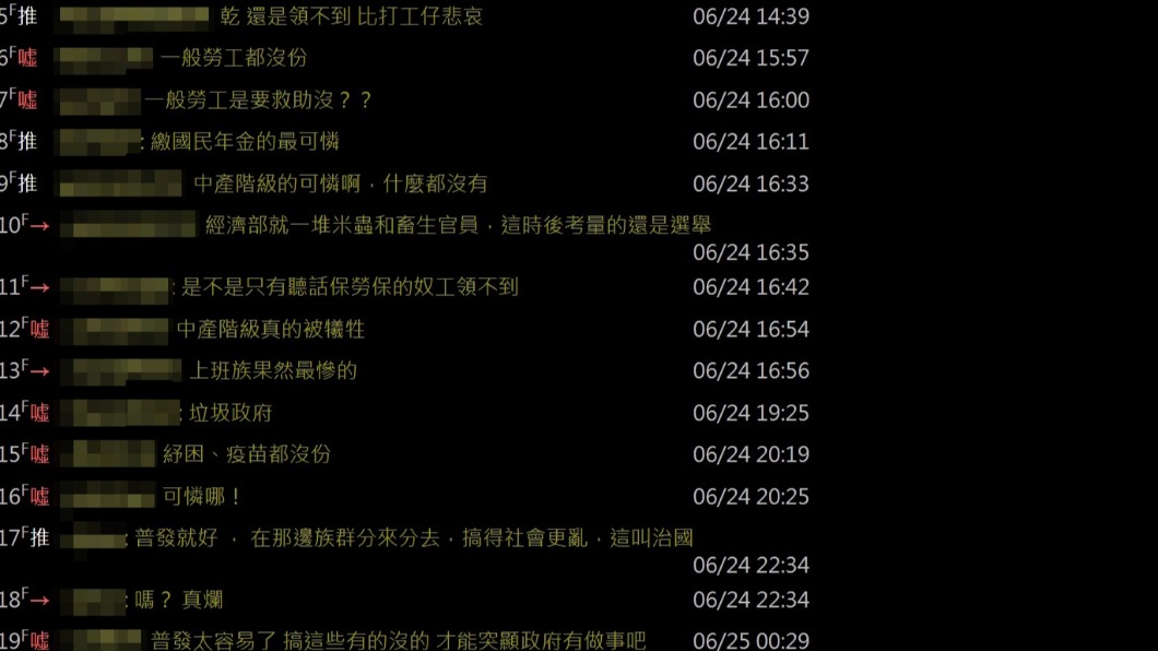 網友不滿為何不直接普發。(圖/翻攝自PTT)