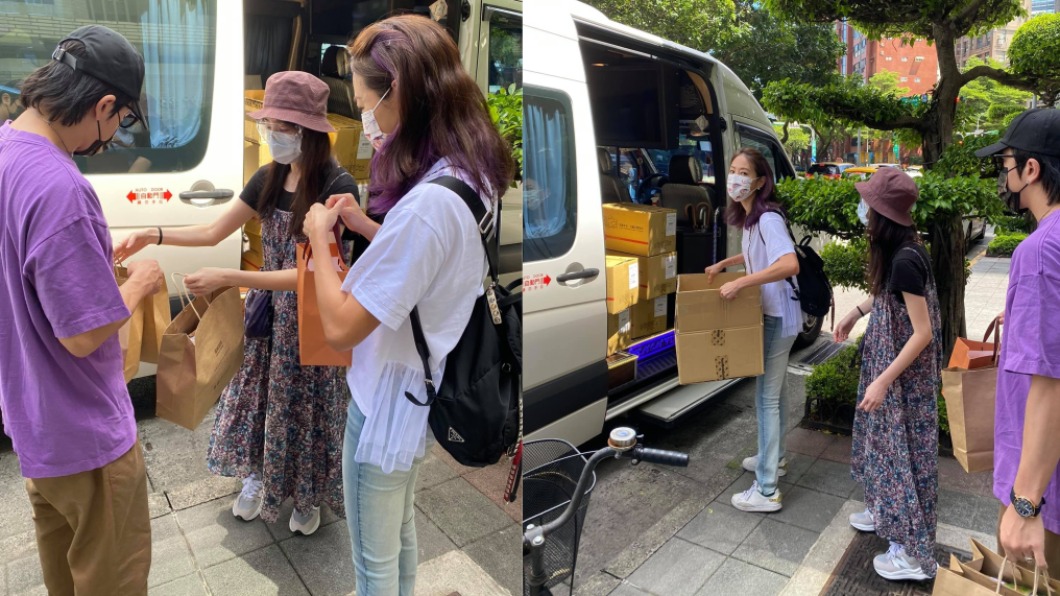 坤達、柯佳嬿送上愛心甜點和咖啡挺醫護。（圖／翻攝自賈永婕臉書）