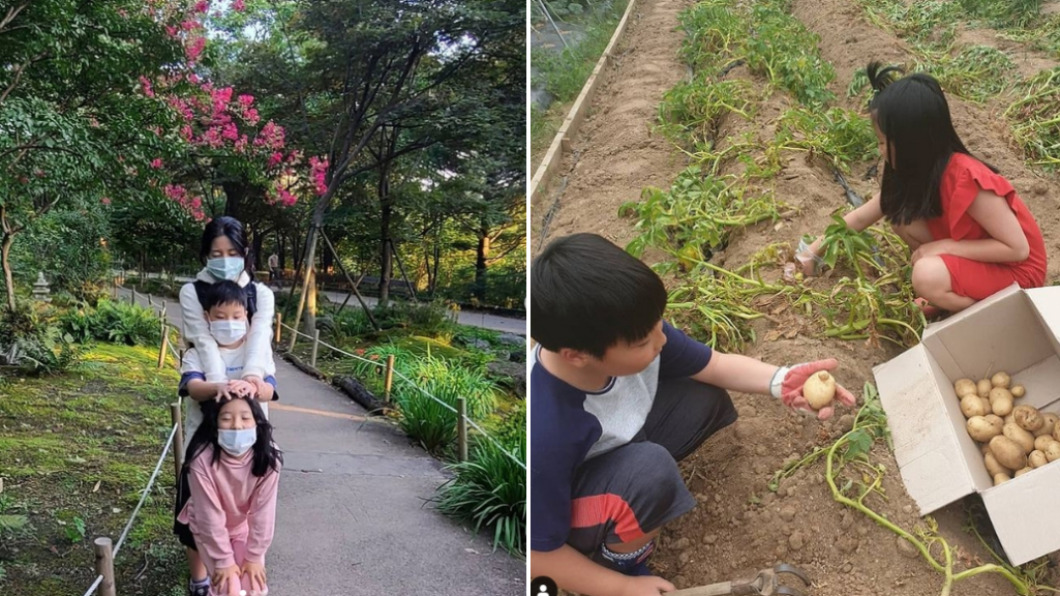 李英愛放下事業,與兒女享受田野生活。(圖/翻攝自李英愛 IG)