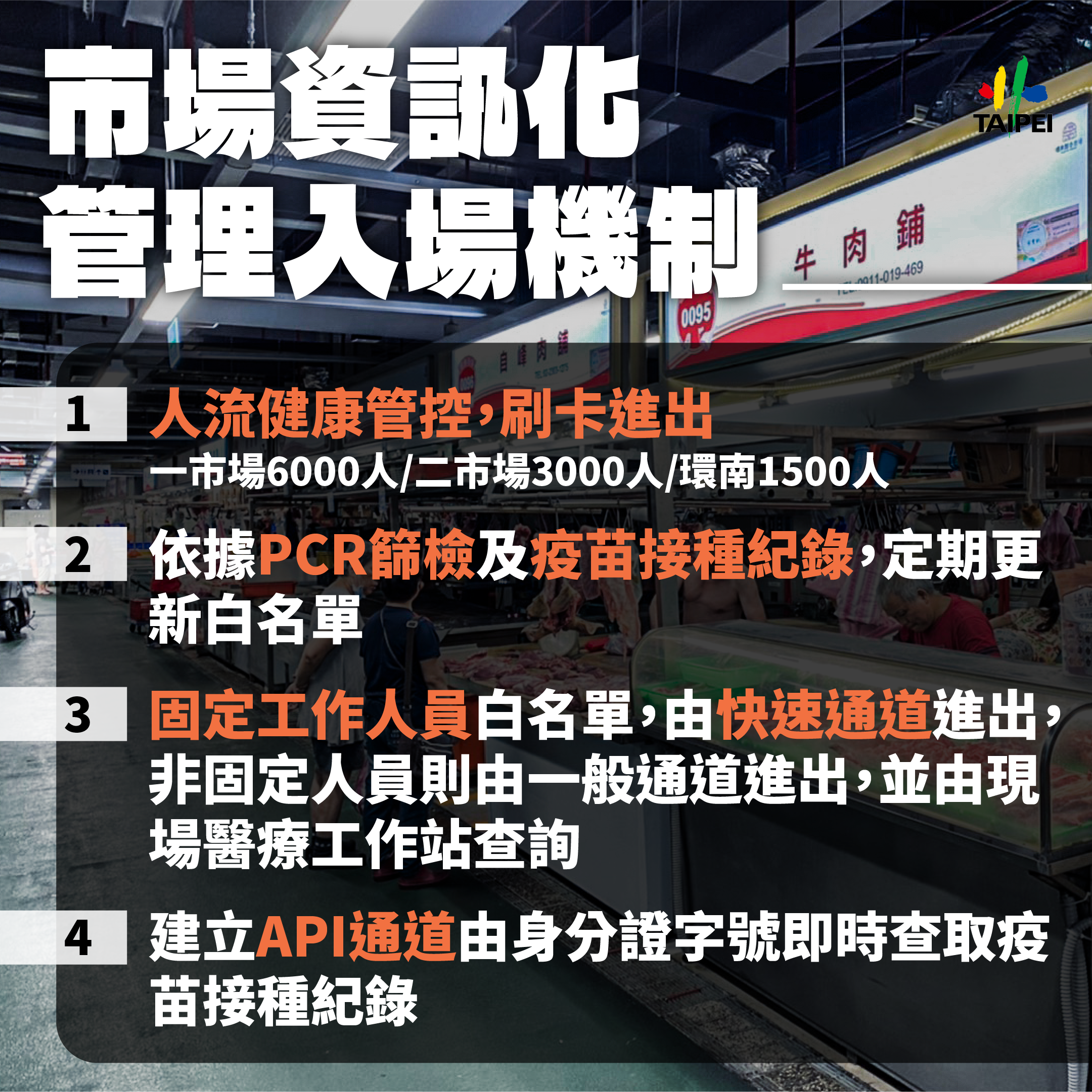 市場資訊化管理入場機制。（圖／台北市政府）