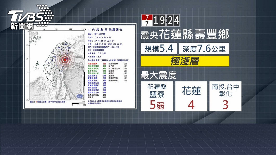 花蓮7日連9震。（圖／TVBS）