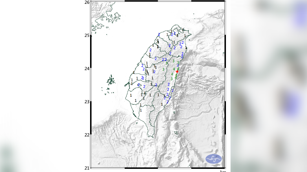 06:11花蓮有感地震　規模5.4　最大震度4級