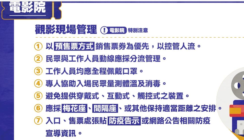 電影院觀影現場管理規範。（圖／文化部）