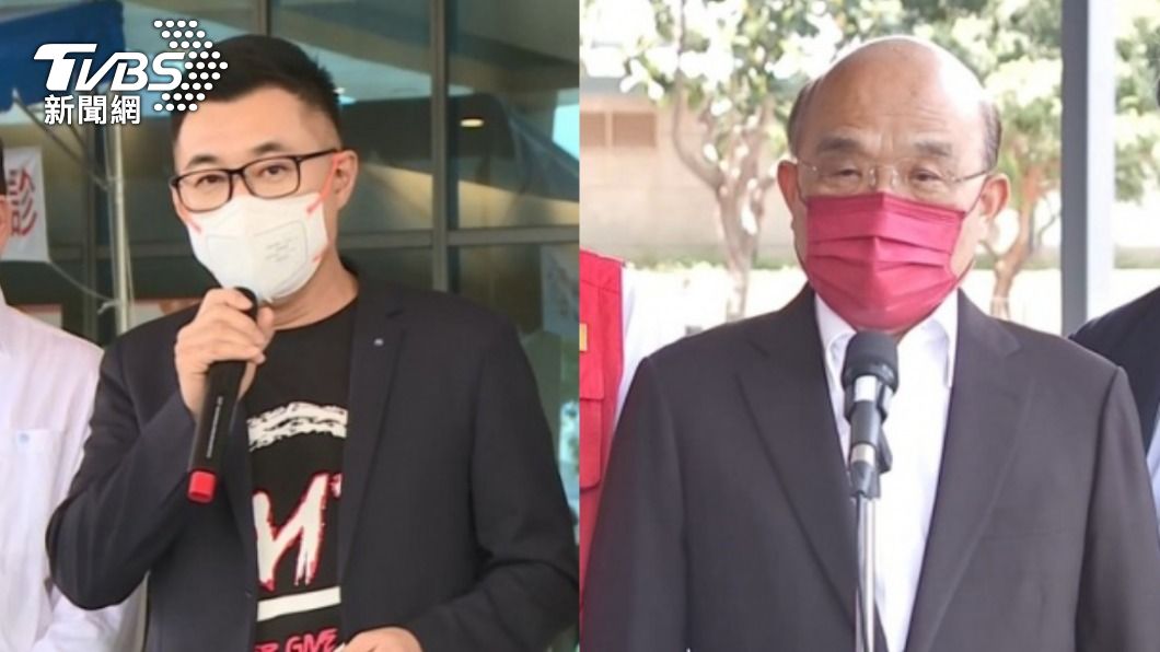 江啟臣也送花籃給蘇貞昌。(圖/TVBS)