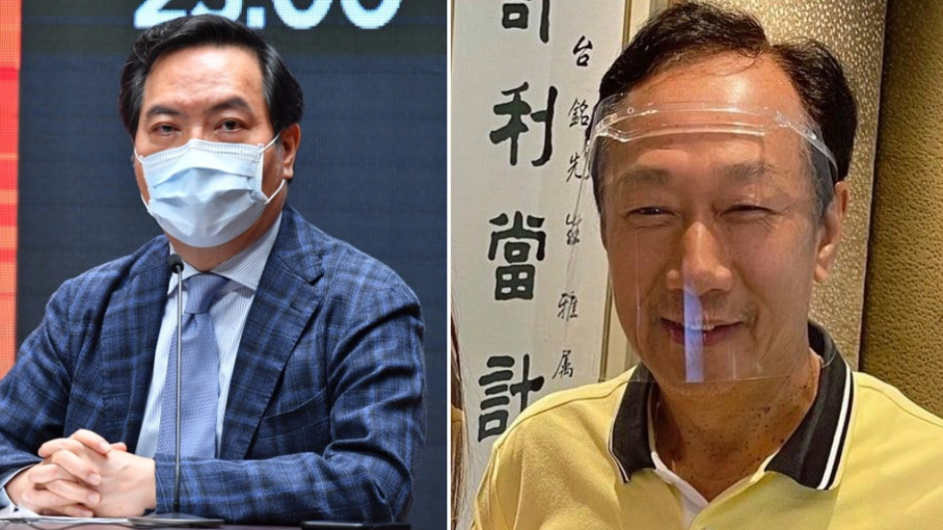 行政院發言人羅秉成(左)、鴻海創辦人郭台銘(右)。(圖/翻攝自行政院、郭台銘臉書)