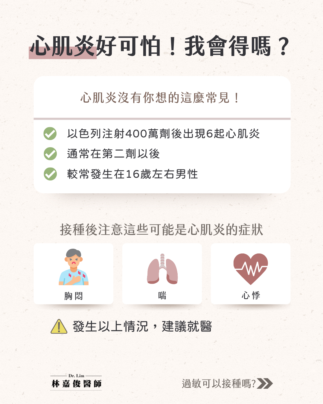 施打莫德納疫苗恐引發心肌炎,但比沒有想像中常見。(圖/台大家醫科醫師林嘉俊授權報導)