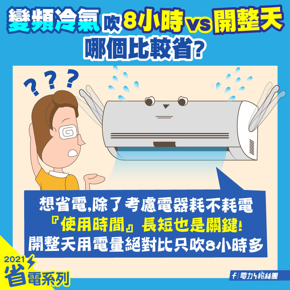 冷氣不需要用時仍建議關機，愛地球還能省荷包。（圖／翻攝自「電力粉絲團」臉書）