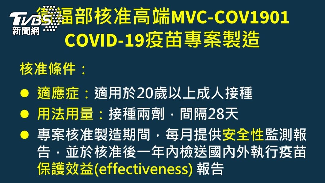 衛福部核准高端疫苗EUA。(圖/指揮中心提供)