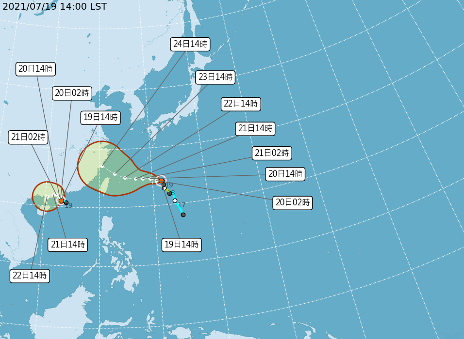 烟花以每小時8公里速度,向西進行>(圖/中央氣象局)